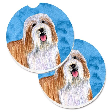 Carolines Treasures Blue Bearded Collie Set of 2 Cup Holder Car Coaster LH9375BUCARC